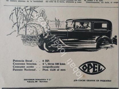 CARTEL ANTIGUO ORIGINAL DE AUTOS OPEL 1930 /990 MUY RARO