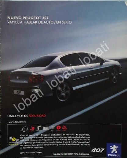 CARTEL ANTIGUO ORIGINAL DE AUTOS PEUGEOT 407 2005 /986