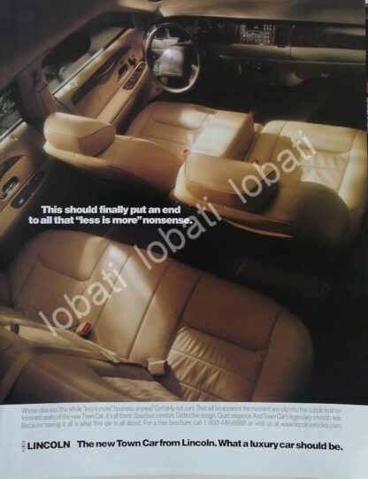 CARTEL ANTIGUO ORIGINAL DE AUTOS LINCOLN TOWN CAR 1999 /979