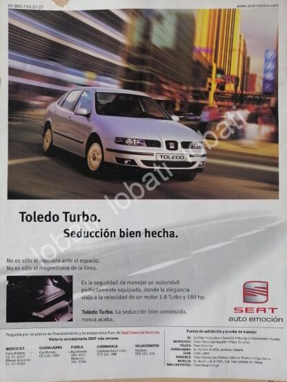 CARTEL ANTIGUO ORIGINAL DE AUTOS SEAT TOLEDO TURBO 1999 /976