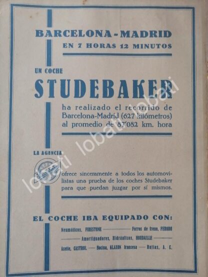 CARTEL ANTIGUO ORIGINAL DE AUTOS STUDEBAKER 1930 /974