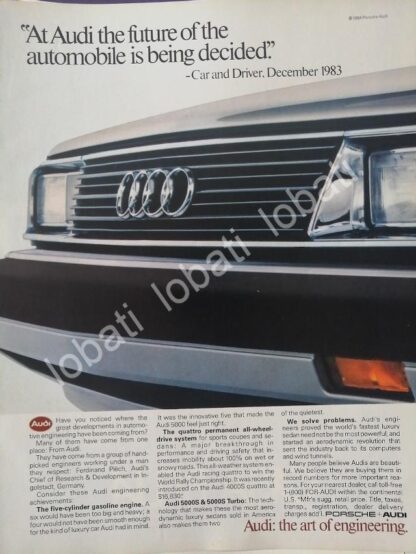 CARTEL ANTIGUO ORIGINAL DE AUTOS AUDI AT. 1984 /970