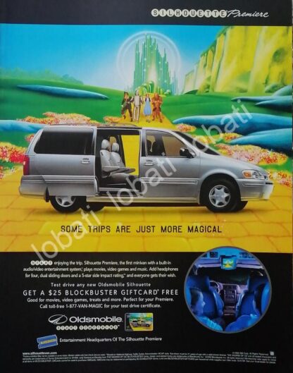 CARTEL ANTIGUO ORIGINAL DE AUTOS OLDSMOBILE SILHOUETTE PREMIERE VAN 1999 /966