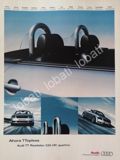 CARTEL ANTIGUO ORIGINAL DE AUTOS AUDI TT ROADSTER 1999 /961