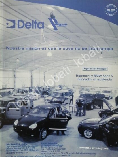 CARTEL ANTIGUO ORIGINAL DE AUTOS BLINDADOS DELTA 2005 /960