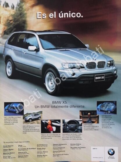 CARTEL ANTIGUO ORIGINAL DE AUTOS BMW X5 2000 /955