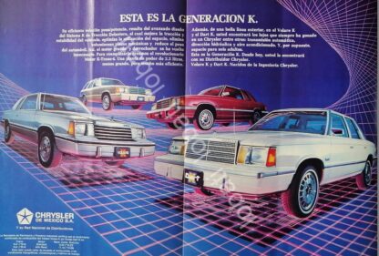 CARTEL ANTIGUO ORIGINAL DE AUTOS CHRYSLER SERIE K. VOLARE K Y DART-K 1986 /955