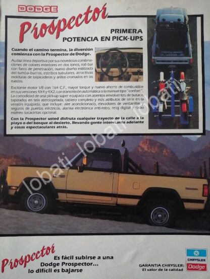 CARTEL ANTIGUO ORIGINAL DE CAMIONETAS CHRYSLER DODGE PROSPECTOR 1989 /944