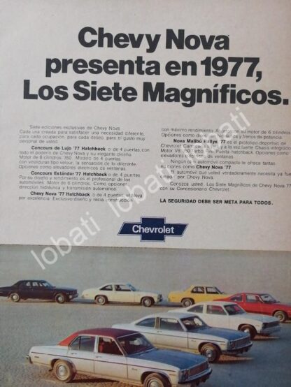 CARTEL ANTIGUO ORIGINAL DE MINI CARTEL AUTOS CHEVROLET CHEVY NOVA 1977 /935