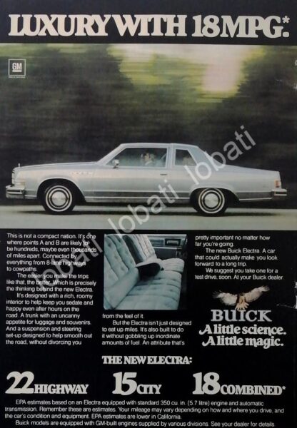 CARTEL ANTIGUO ORIGINAL DE AUTOS CHEVROLET BUICK ELECTRA 1978 /926