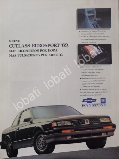 CARTEL ANTIGUO ORIGINAL DE AUTOS CHEVROLET CUTLASS EUROSPORT 1989 /919