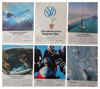 CARTEL ANTIGUO ORIGINAL DE SET DE 6 AFICHES DE VOLKSWAGEN 1991-92 /915