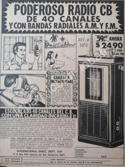 CARTEL ANTIGUO ORIGINAL DE RADIOS CB DISCC 1980 /400