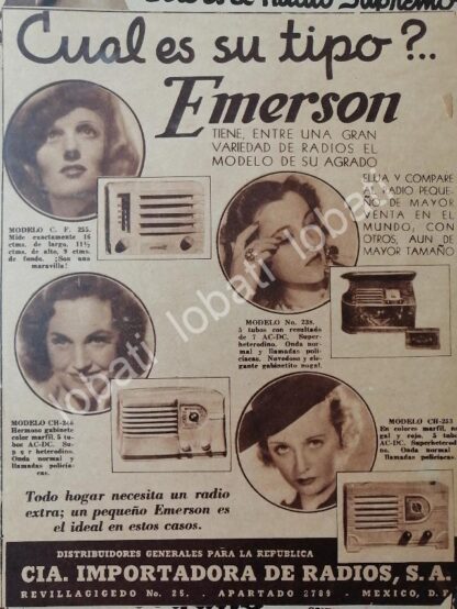 CARTEL ANTIGUO ORIGINAL DE PUBLICIDAD ANTIGUA RADIOS EMERSON 1939 /394