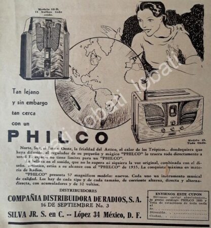 CARTEL ANTIGUO ORIGINAL DE MINI CARTEL RADIOS PHILCO 1935 /389