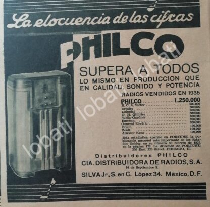 CARTEL ANTIGUO ORIGINAL DE RADIOS PHILCO 1935 /387