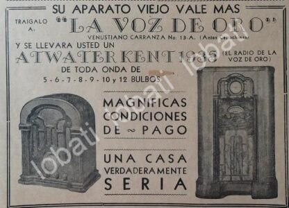 CARTEL ANTIGUO ORIGINAL DE RADIOS ATWATER KENT 1935 /386