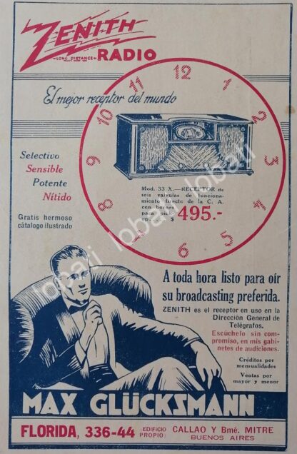 CARTEL ANTIGUO ORIGINAL DE RADIOS ZENITH 33X 1927 /385