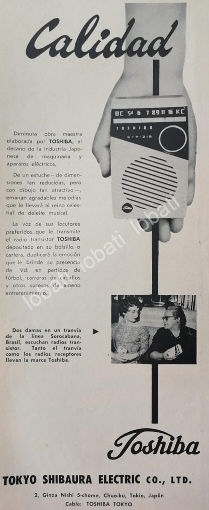 CARTEL ANTIGUO ORIGINAL DE RADIOS DE BOLSILLO TOSHIBA 6TP-219 1960 /372