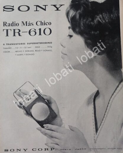 CARTEL ANTIGUO ORIGINAL DE RADIOS DE BOLSILLO SONY TR-610 1958 /347