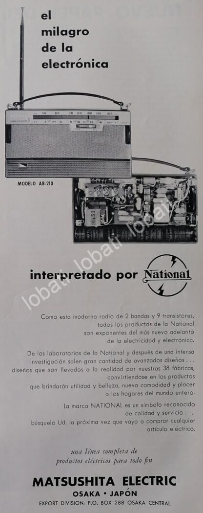 CARTEL ANTIGUO ORIGINAL DE RADIOS DE BOLSILLO NATIONAL 1959 /345