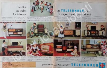 CARTEL ANTIGUO ORIGINAL DE RADIOS, TELEVISORES Y CONSOLAS TELEFUNKEN 1960s /317