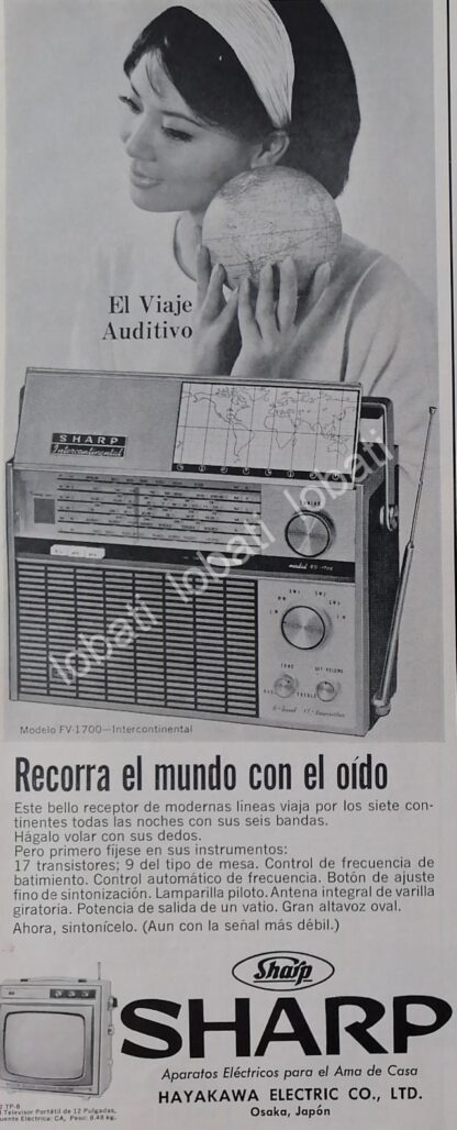 CARTEL ANTIGUO ORIGINAL DE RADIOS SHARP FV-1700 1965 /316