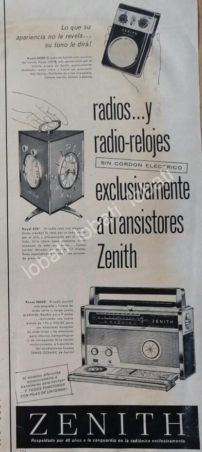 CARTEL ANTIGUO ORIGINAL DE RADIOS ZENITH 1960s /315