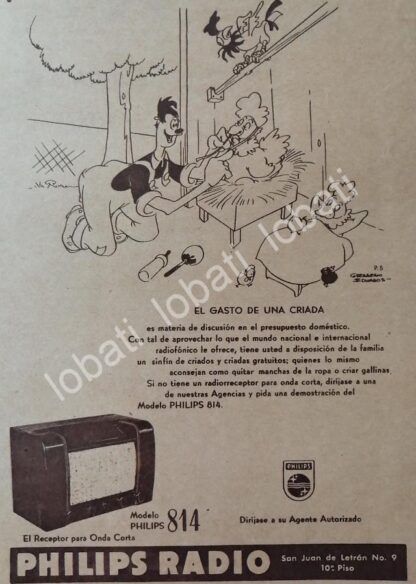 CARTEL ANTIGUO ORIGINAL DE RADIOS PHILIPS 814 1949 /313