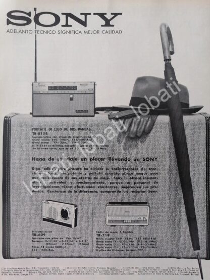 CARTEL ANTIGUO ORIGINAL DE DE RADIOS SONY TR-815B Y MAS 1960s /310