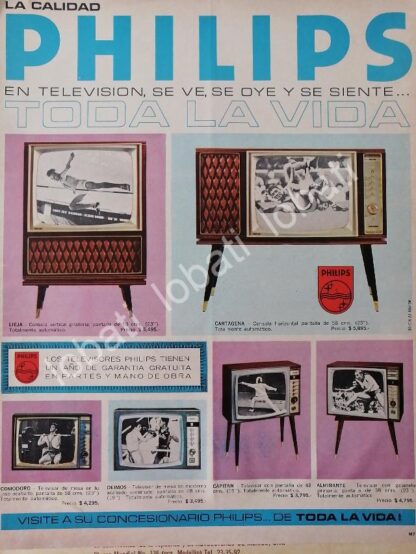 CARTEL ANTIGUO ORIGINAL DE TELEVISORES Y CONSOLAS PHILIPS 1968 /303