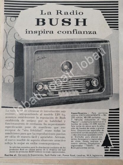 CARTEL ANTIGUO ORIGINAL DE SET DE 4 MINI AFICHES RADIOS BUSH 1950s/ 299 - Imagen 2