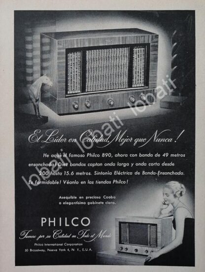 CARTEL ANTIGUO ORIGINAL DE MINI CARTEL RADIOS PHILCO 890 1940s/ 291