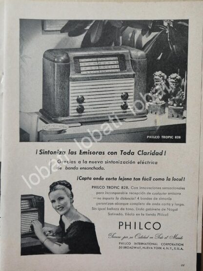 CARTEL ANTIGUO ORIGINAL DE MINI CARTEL RADIOS ZENITH TROPIC 828 / 288