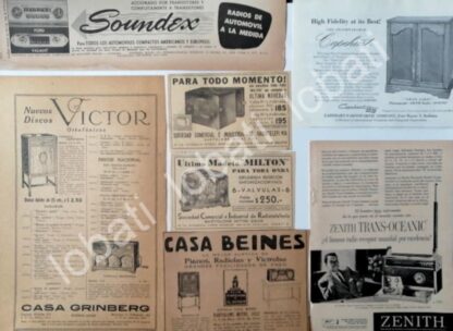 CARTEL ANTIGUO ORIGINAL DE SET DE 7 MINI CARTELES DE RADIOS 1920s - 50s / 273