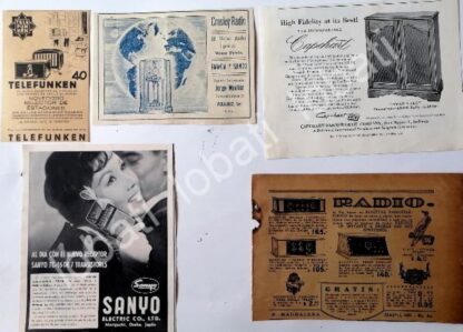 CARTEL ANTIGUO ORIGINAL DE SET DE 5 MINI CARTELES DE RADIOS 1930s - 50s / 271