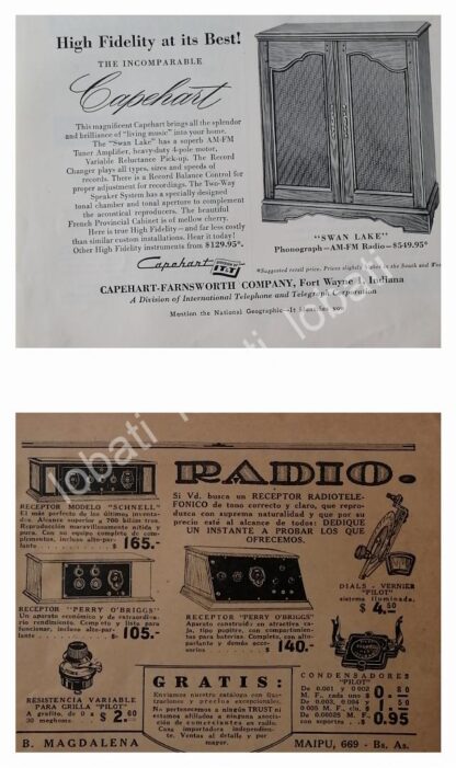 CARTEL ANTIGUO ORIGINAL DE SET DE 5 MINI CARTELES DE RADIOS 1930s - 50s / 271 - Imagen 2