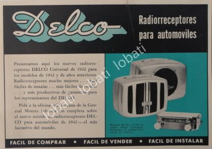 CARTEL ANTIGUO ORIGINAL DE MINI CARTEL RADIOS DELCO 1950s / MUY RARO / 270