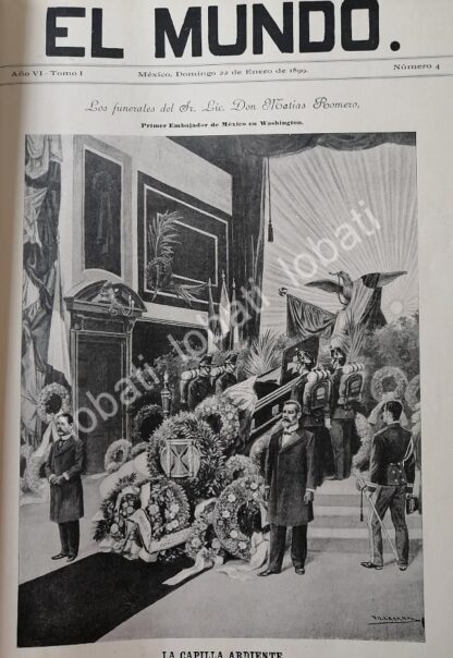 PORTADA ANTIGUA ORIGINAL  1899. FUNERAL DE MATIAS ROMERO /PLT. POR JOSE MARIA VILLASANA