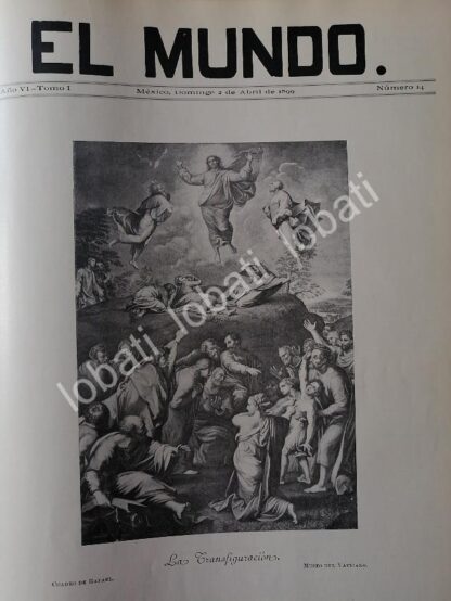 PORTADA ANTIGUA ORIGINAL  1899. LA TRASFIGURACION / ARTE SACRO, RLG