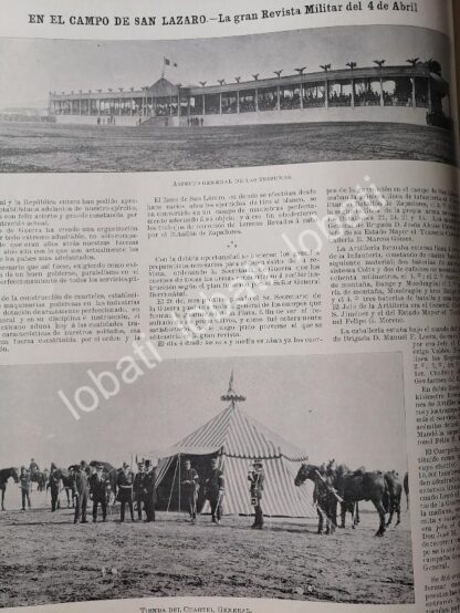 CARTEL ANTIGUO ORIGINAL DE PORFIRIO DIAZ EN REVISTA Y EJERCICIOS MILITARES. SAN LAZARO 1899 MLT - Imagen 3