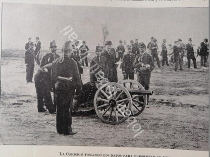 CARTEL ANTIGUO ORIGINAL DE PORFIRIO DIAZ EN EJERCICIOS MILITARES CON CAÑON KRUPP 1899 / MLT - Imagen 3