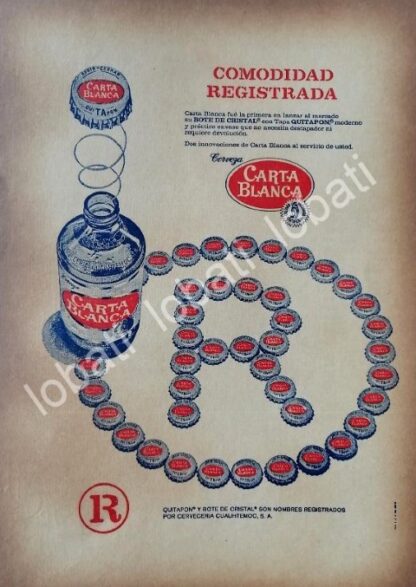 CARTEL ANTIGUO ORIGINAL DE LANZAMIENTO DE CERVEZA CARTA BLANCA QUITAPON 1969 /229