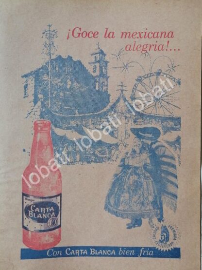 CARTEL ANTIGUO ORIGINAL DE CERVEZA CARTA BLANCA 1964 /228. CERVECERIA CUAUHTEMOC