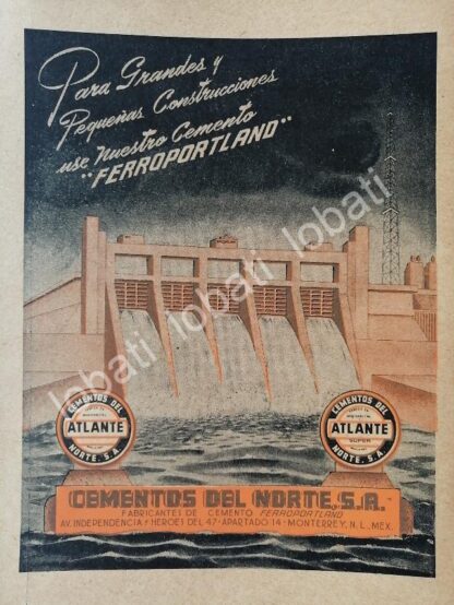 CARTEL ANTIGUO ORIGINAL DE CEMENTOS DEL NORTE 1957. MONTERREY /748