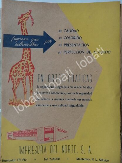 CARTEL ANTIGUO ORIGINAL DE IMPRESORA MONTERREY 1964. /746