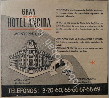 CARTEL ANTIGUO ORIGINAL DE SET DE 5 AFICHES. HOTEL ANCIRA DE MONTERREY 1940s-50s /725 - Imagen 5