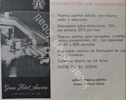 CARTEL ANTIGUO ORIGINAL DE SET DE 5 AFICHES. HOTEL ANCIRA DE MONTERREY 1940s-50s /725 - Imagen 4