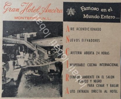 CARTEL ANTIGUO ORIGINAL DE SET DE 5 AFICHES. HOTEL ANCIRA DE MONTERREY 1940s-50s /725 - Imagen 3