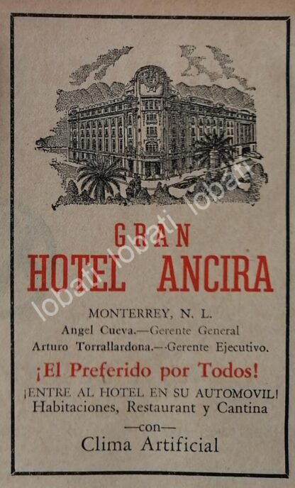 CARTEL ANTIGUO ORIGINAL DE SET DE 5 AFICHES. HOTEL ANCIRA DE MONTERREY 1940s-50s /725 - Imagen 2